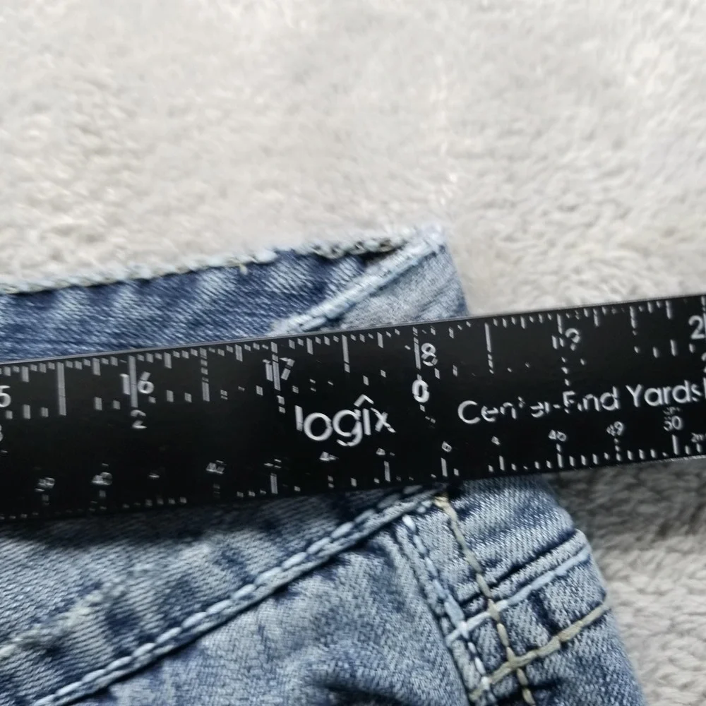 Amethyst Jeans Womens 16 Blue Bootcut Low Rise Distressed Stretch Embroidered - Picture 6 of 10